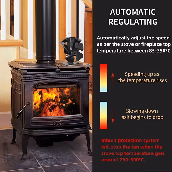 친환경 배터리 없음 전기 벽난로 장작 난로 팬 가전 팬용 열 구동 난로 팬