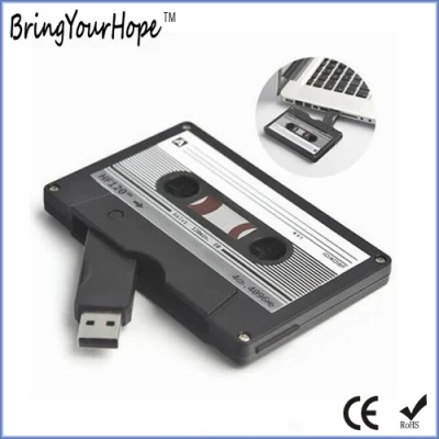 로고가 있는 레트로 카세트 테이프 모양의 USB 플래시 드라이브(XH)